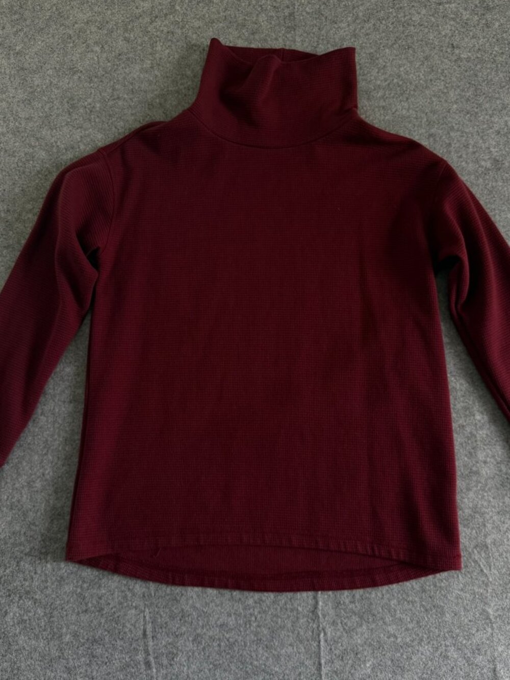 Lands' End Burgundy Waffle Knit Turtleneck Sweater Size M Maroon Thermal Top